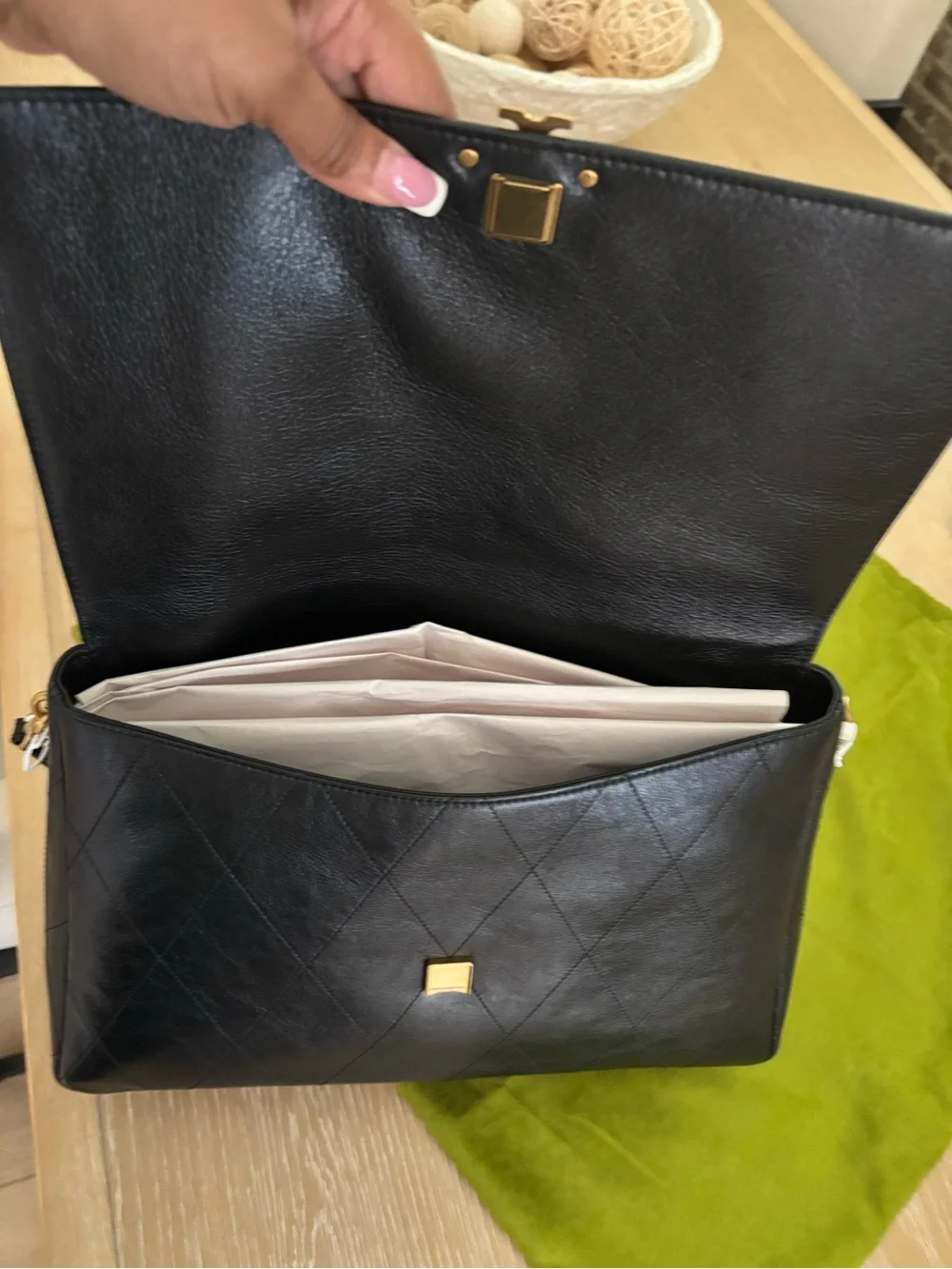 Tory Burch Black Quilted Leather Shoulder Bag with Gold Logo Hardware